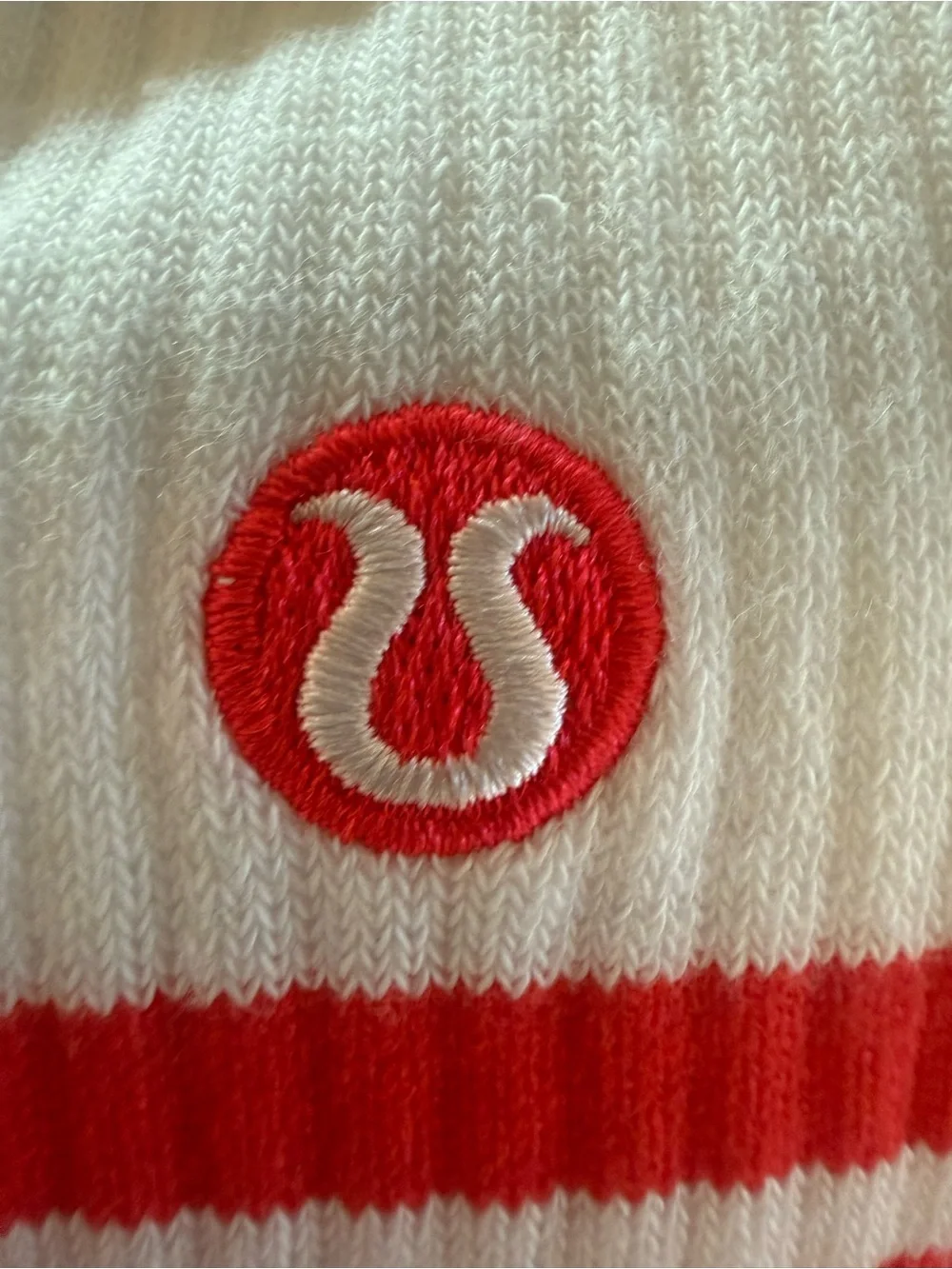 lululemon athletica White Crew Socks with Red Stripe Logo